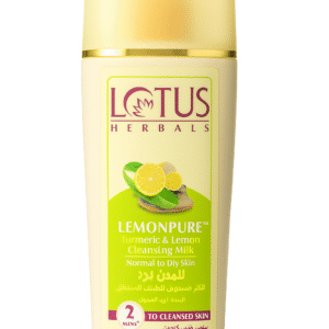 Lotus Herbals LemonPure Turmeric & Lemon Cleansing Milk – Makeup Remover with Raspberry Extract (170ml) – For All Skin Types