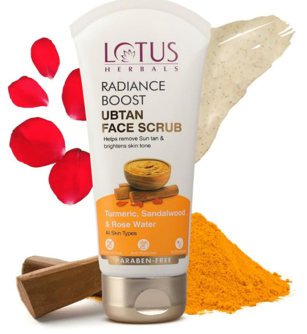 Lotus Herbals Radiance Boost Ubtan Face Wash – Turmeric, Sandalwood & Rose Water – 100g | Brightens Skin, Removes Tan, Sulfate & Paraben Free | For All Skin Types