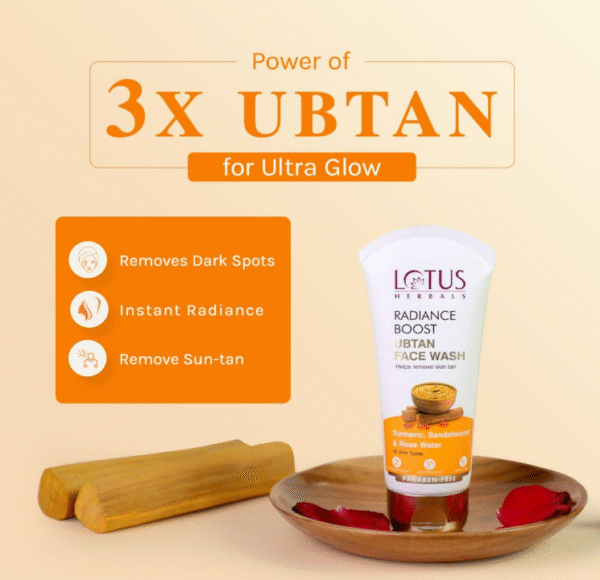 Lotus Herbals Radiance Boost Ubtan Face Wash – Turmeric, Sandalwood & Rose Water – 100g | Brightens Skin, Removes Tan, Sulfate & Paraben Free | For All Skin Types - Image 6