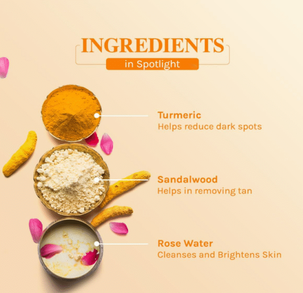 Lotus Herbals Radiance Boost Ubtan Face Wash – Turmeric, Sandalwood & Rose Water – 100g | Brightens Skin, Removes Tan, Sulfate & Paraben Free | For All Skin Types - Image 4