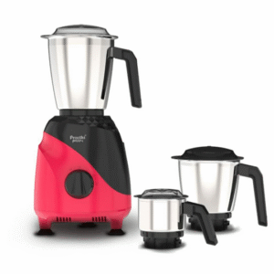 Preethi Peppy MG-245 750 W Mixer Grinder – 3 Stainless Steel Jars, Vega W5 Motor, 5-Year Motor Warranty & Free Lifelong Service, Black/Red