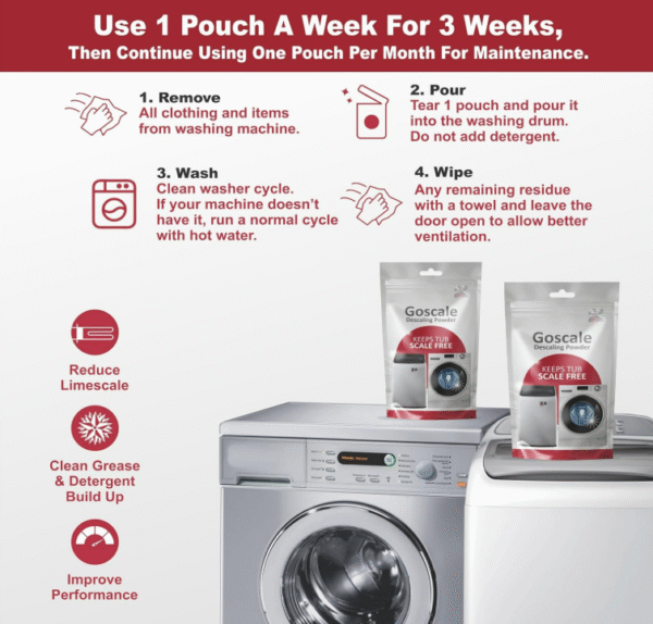 Washing Machine Descaling Powder 100g – Compatible with LG, IFB, Bosch, Samsung | 3-in-1 Descaler, Drum Sanitizer & Deodorizer | Front Load & Top Load Cleaner (Eco-Friendly Formula) - Image 2