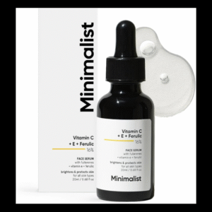 Minimalist Skin Brightening Vitamin C + E + Ferulic 16% Brightening Face Serum – Advanced Antioxidant + Fullerenes (20 ml)