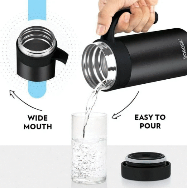 Borosil Cafetime 400ml Vacuum Insulated Travel Mug – Leak-Proof, Stainless Steel, Black - Image 3