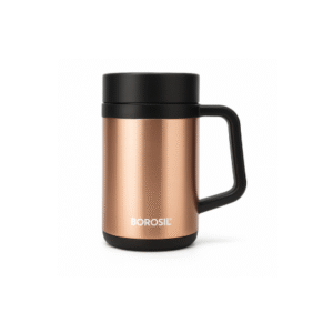 Borosil EasyGo 410 ml Insulated Travel Mug – Vacuum, Leak‑Proof, Handle, Bronze