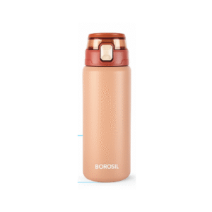 Borosil Aquasport 600ML Vacuum Insulated Stainless Steel Bottle – Leak-Proof, Peach Color, Hot & Cold Flask