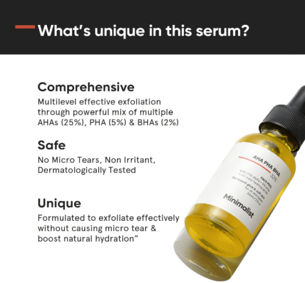 Minimalist AHA 25% + PHA 5% + BHA 2% Peeling Solution – Weekend Facial Exfoliant (30 ml) - Image 3