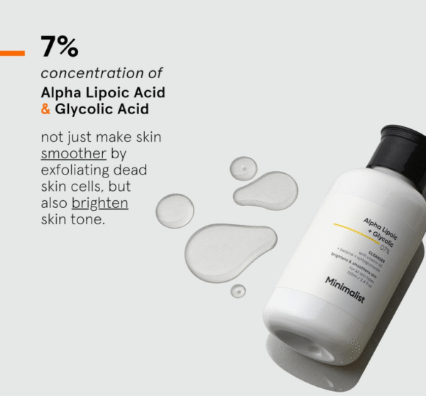Minimalist 7% ALA & AHA Brightening Face Wash – Exfoliating Cleanser with Vitamin B5 (100 ml) - Image 3
