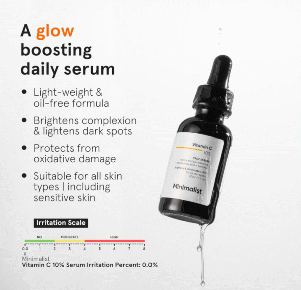 Minimalist 10% Vitamin C Face Serum – 10ml | Glow-Boosting & Skin Brightening Formula - Image 2