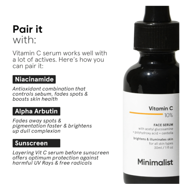 Minimalist 10% Vitamin C Face Serum – 10ml | Glow-Boosting & Skin Brightening Formula - Image 4