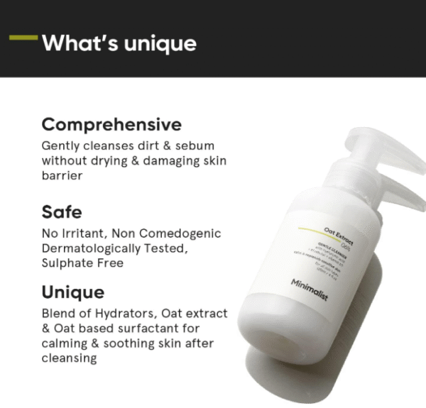 Minimalist Gentle Cleanser – 6% Oat Extract with Hyaluronic Acid (120 ml) - Image 3
