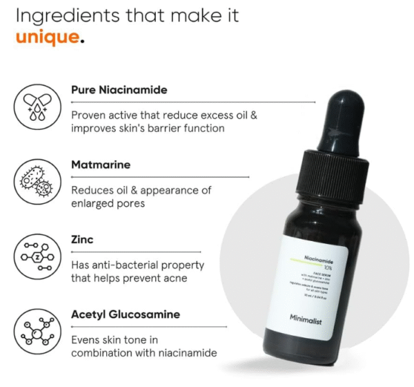 Minimalist 10% Niacinamide Face Serum 10 ml – Clarifying, Oil-Balancing with Zinc, for Acne-Prone Skin - Image 3