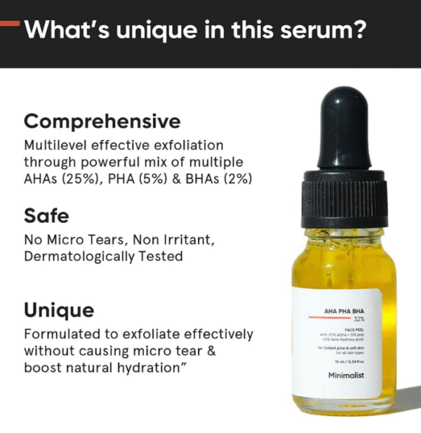 Minimalist AHA BHA PHA Peeling Solution 10 ml – 25% AHA + 2% BHA + 5% PHA Exfoliant - Image 2