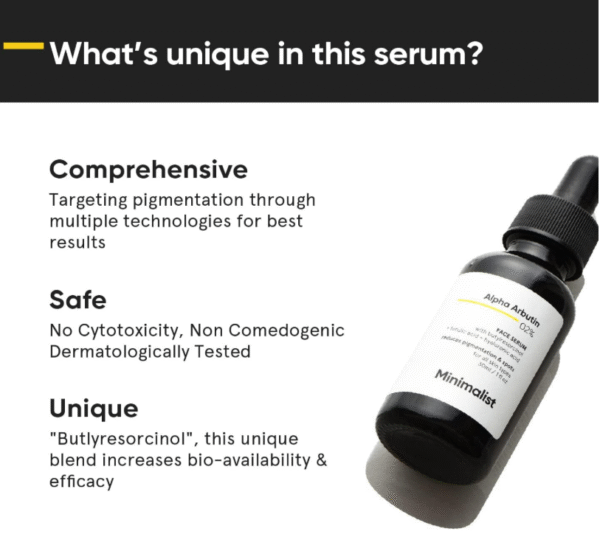Minimalist 2% Alpha Arbutin Serum with Hyaluronic Acid – Reduces Tanning, Pigmentation & Blemishes (30ml) - Image 2