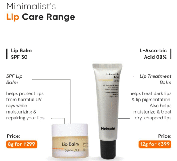 Minimalist 8% L‑Ascorbic Acid Lip Treatment Balm – Vitamin E & Radianskin for Dark, Pigmented Lips (12 g) - Image 2