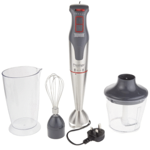Prestige 1200 W Stainless Steel Hand Blender with Chopper, Whisk & Measuring Cup – 6 Titanium Blades, Model PR81503, 1-Year Warranty