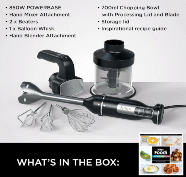Ninja Foodi 3‑in‑1 Hand Blender, Mixer & Chopper – CI100ME, 850 W, Silver/Black - Image 8