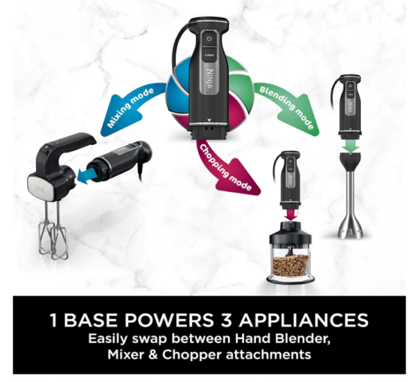 Ninja Foodi 3‑in‑1 Hand Blender, Mixer & Chopper – CI100ME, 850 W, Silver/Black - Image 7