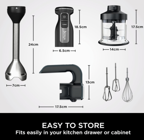 Ninja Foodi 3‑in‑1 Hand Blender, Mixer & Chopper – CI100ME, 850 W, Silver/Black - Image 2