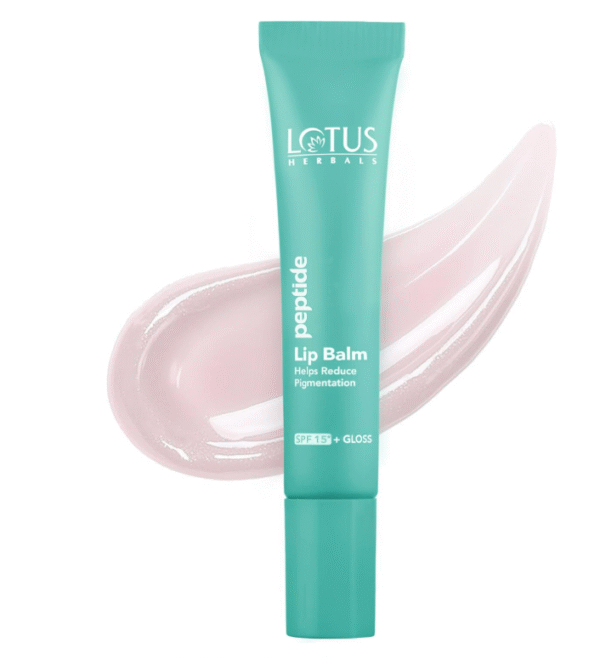 Lotus Herbals Peptide Lip Balm SPF 15 – Hyaluronic Acid, Vitamin E, No Tint, Vanilla Scent (10 g)