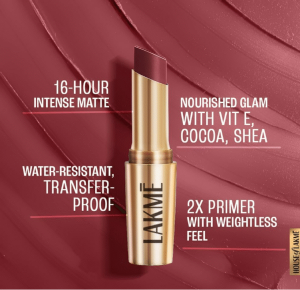 LAKME 9to5 Primer + Matte Lip Color – “Rosy Sunday” (3.6 g) - Image 7