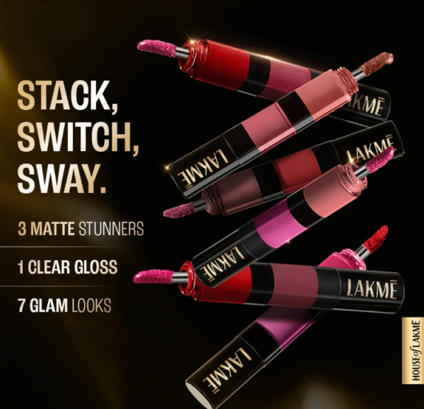 LAKME Ultimate Glam 4-in-1 Matte Lip Stack – Nice Nudes (4 ml) - Image 5