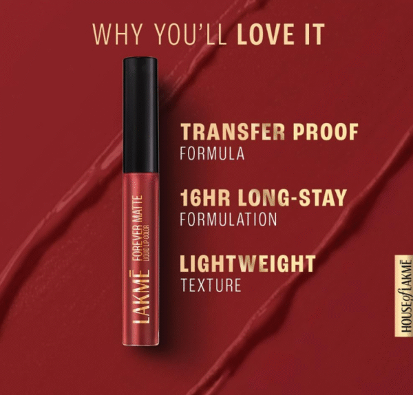 LAKME Forever Matte Liquid Lip Colour – 5.6 ml - Image 3