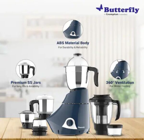 Butterfly Smart Plus 750W Mixer Grinder with 5 Jars (Ink Blue) - Image 3