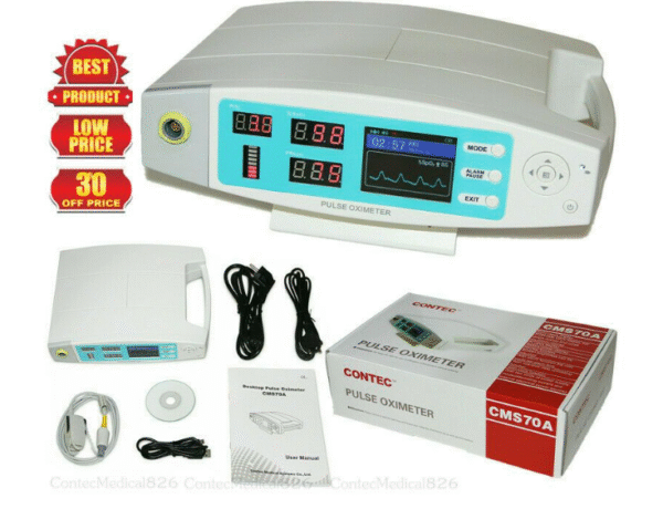 CONTEC CMS70A – Desktop Pulse Oximeter (Model FTPCMS70A) for Adult, Pediatric & Neonatal Use - Image 4