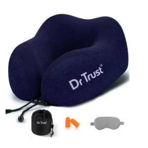 Dr Trust USA 358 Travel Neck Pillow – Memory Foam Headrest for Flights & Neck Pain Relief (Black)