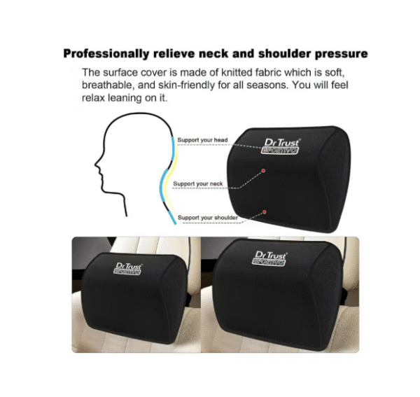 Dr Trust USA Orthopedic Neck Rest Car Seat Cushion (Model 353) – Memory Foam Pillow for Automobile Seat Headrest & Sciatica Support – Pack of 1 - Image 4