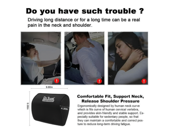 Dr Trust USA Orthopedic Neck Rest Car Seat Cushion (Model 353) – Memory Foam Pillow for Automobile Seat Headrest & Sciatica Support – Pack of 1 - Image 2