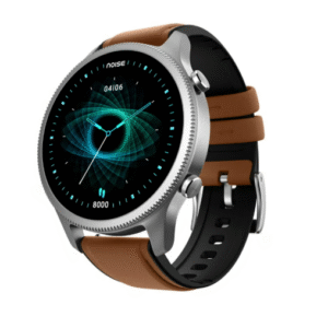 NoiseFit Halo Smartwatch – 1.43″ AMOLED, Bluetooth Calling, Round Dial (Midnight Black/Brown)