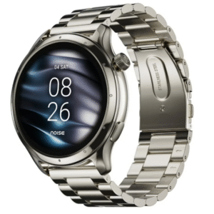 NoiseFit Mettle Smartwatch – 1.4″ HD Round Display, Bluetooth Calling, Metal Strap (Elite Nickel)