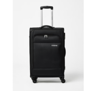 Stylish Medium Black Luggage Trolley with 4 Wheels | Durable & Lightweight Check-in Suitcase